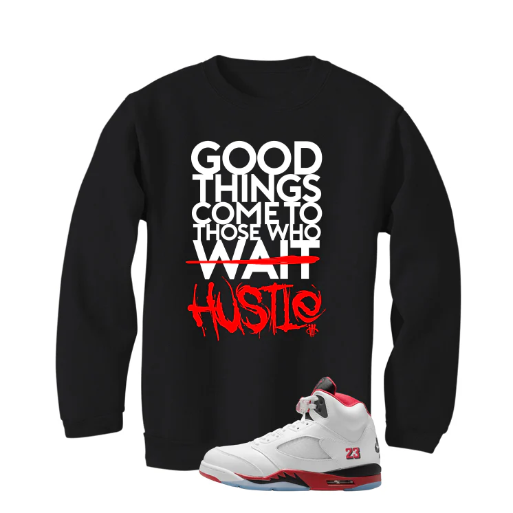 Air Jordan 5 Fire Red Black Tongue Black T-Shirt (Good Things)| illcurrency - Image 4