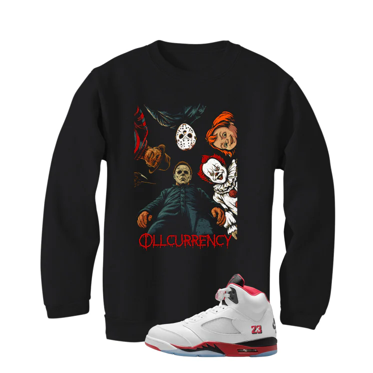 Air Jordan 5 Fire Red Black Tongue Black T-Shirt (illcurrency Nightmare)| illcurrency - Image 4