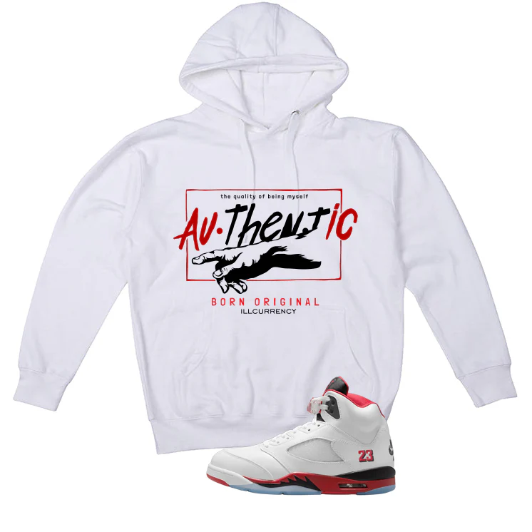 Air Jordan 5 Fire Red Black Tongue White T-Shirt (Authentic)| illcurrency - Image 3