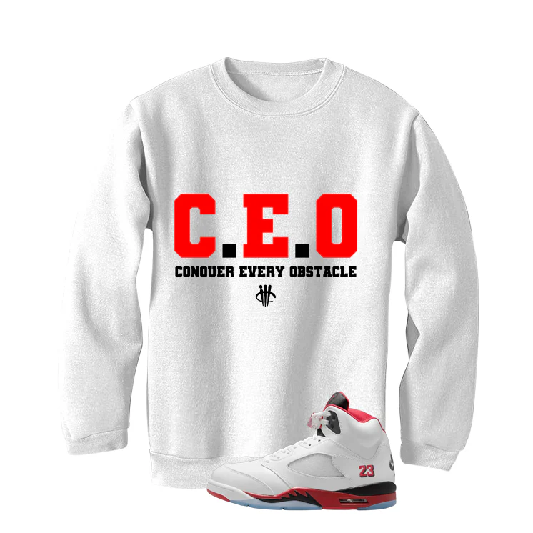 Air Jordan 5 Fire Red Black Tongue White T-Shirt (Ceo)| illcurrency - Image 4