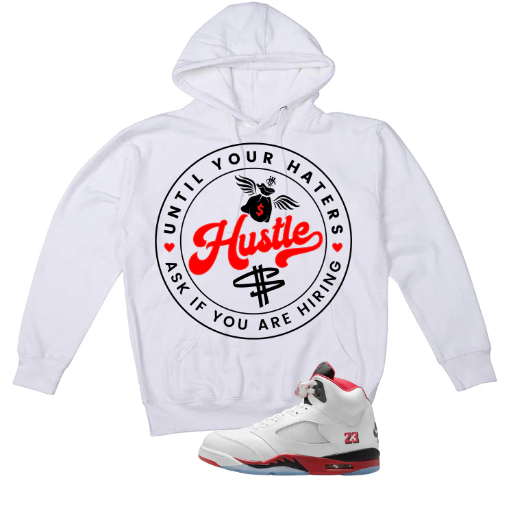 Air Jordan 5 Fire Red Black Tongue White T-Shirt (Haters Catch Up)| illcurrency - Image 3