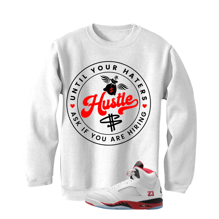 Air Jordan 5 Fire Red Black Tongue White T-Shirt (Haters Catch Up)| illcurrency - Image 4