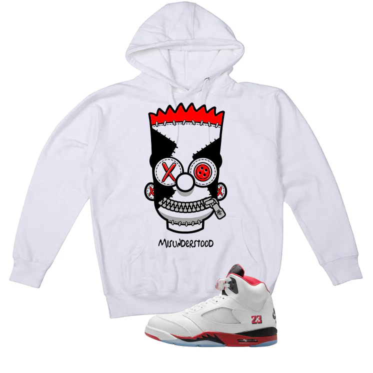 Air Jordan 5 Fire Red Black Tongue White T-Shirt (Misunderstood)| illcurrency - Image 3