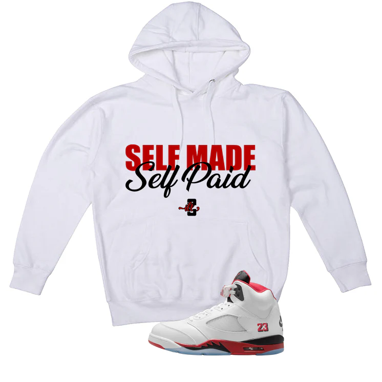 Air Jordan 5 Fire Red Black Tongue White T-Shirt (Self Made Self Paid)| illcurrency - Image 3