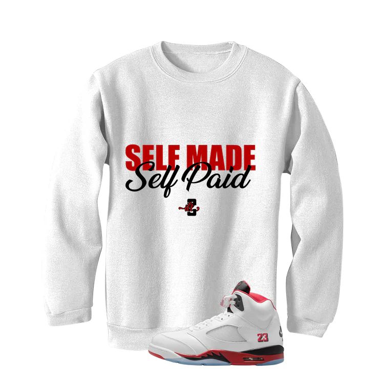 Air Jordan 5 Fire Red Black Tongue White T-Shirt (Self Made Self Paid)| illcurrency - Image 4