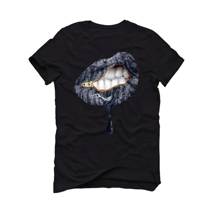 Air Jordan 5 “Georgetown” | illcurrency Black T-Shirt (LIPS UNSEALED) - Image 2
