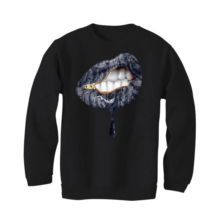 Air Jordan 5 “Georgetown” | illcurrency Black T-Shirt (LIPS UNSEALED) - Image 4