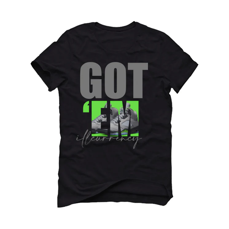 Air Jordan 5 Green Bean Black T-Shirt (Got Em) - Image 2