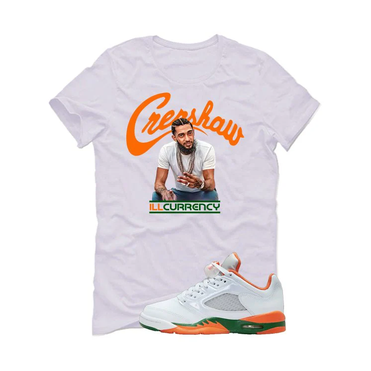 Air Jordan 5 GS Miami Hurricanes White T-Shirt (Crenshaw)| illcurrency - Image 2