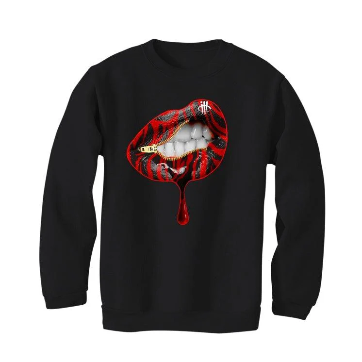 Air Jordan 5 OG Fire Red Silver Tongue 2020 Black T-Shirt (LIPS UNSEALED) - Image 3