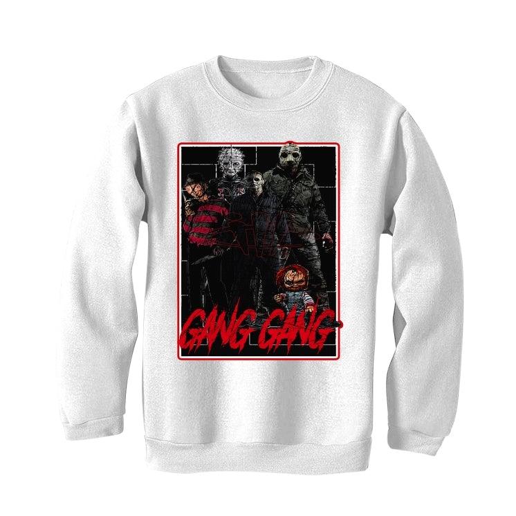 Air Jordan 5 OG Fire Red Silver Tongue 2020 White T-Shirt (GANG GANG) - Image 3