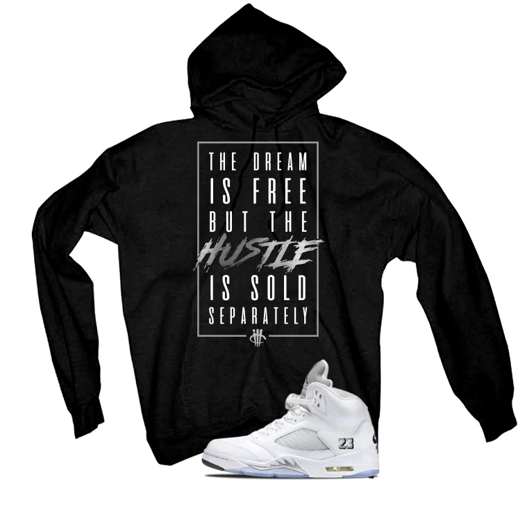 Air Jordan 5 OG White Metallic Matching T-Shirt, Sweatshirts & Hoodies Black T-Shirt (The Dream Is Free)| illcurrency - Image 3