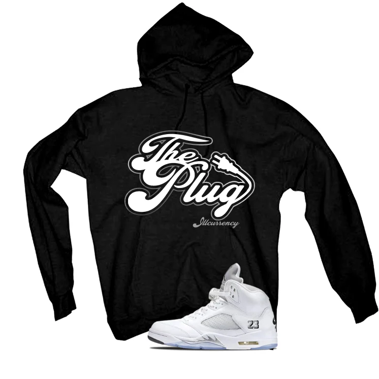 Air Jordan 5 OG White Metallic Matching T-Shirt, Sweatshirts & Hoodies Black T-Shirt (The Plug)| illcurrency - Image 3