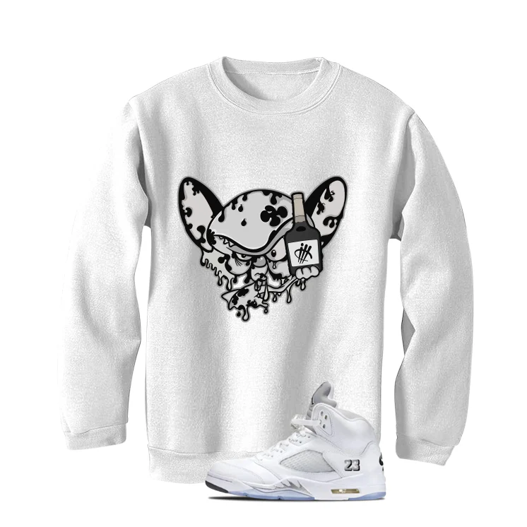 Air Jordan 5 OG White Metallic Matching T-Shirt, Sweatshirts & Hoodies White T-Shirt (Brain)| illcurrency - Image 4