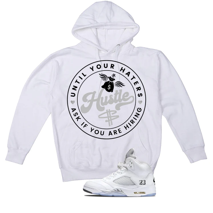 Air Jordan 5 OG White Metallic Matching T-Shirt, Sweatshirts & Hoodies White T-Shirt (Haters Catch Up)| illcurrency - Image 3