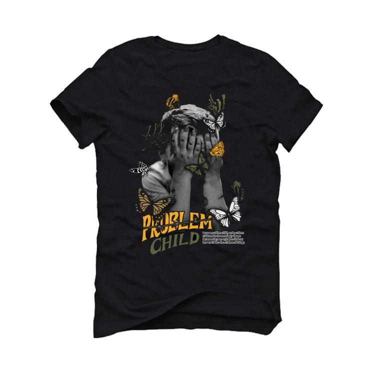 Air Jordan 5 “Olive” | illcurrency Black T-Shirt (PROBLEM CHILD) - Image 2