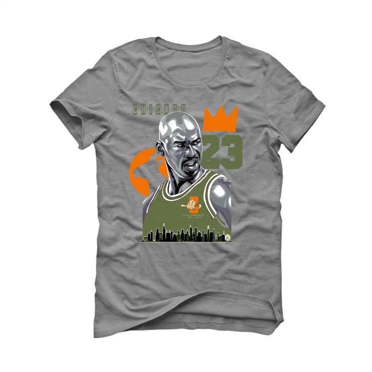 Air Jordan 5 “Olive” | illcurrency Grey T-Shirt (Chicago 23) - Image 2