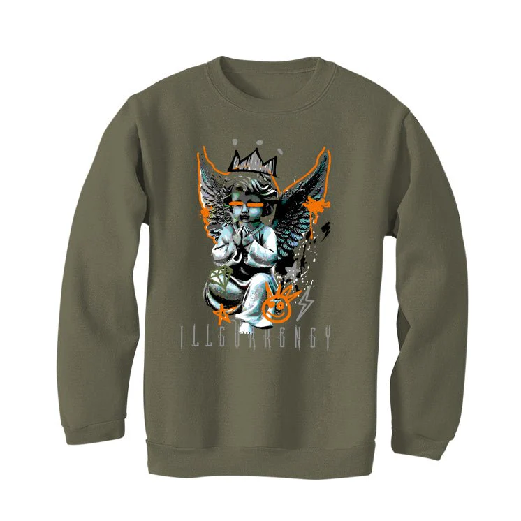 Air Jordan 5 “Olive” | illcurrency Military Green T-Shirt (Graffiti Angel) - Image 4