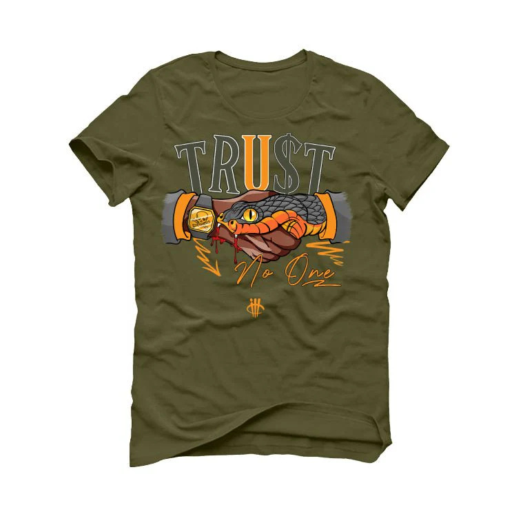 Air Jordan 5 “Olive” | illcurrency Military Green T-Shirt (TRUST NO ONE) - Image 2