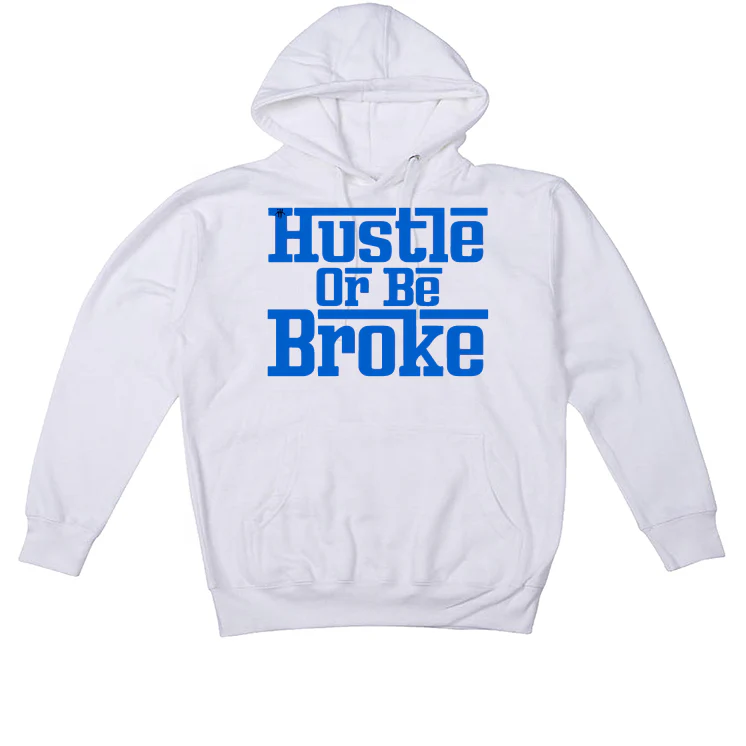 Air Jordan 5 “Racer Blue” White T-Shirt (hustle or be broke) - Image 3