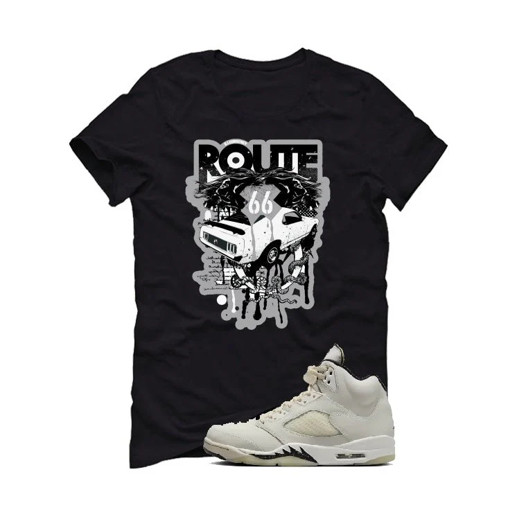Air Jordan 5 SE “Sail” | illcurrency Black T-Shirt (Route 66 Vintage car) - Image 2