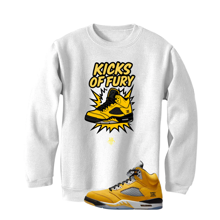 Air Jordan 5 Tokyo Matching T-Shirt, Sweatshirts & Hoodies White T-Shirt (Kicks Of Fury)| illcurrency - Image 4