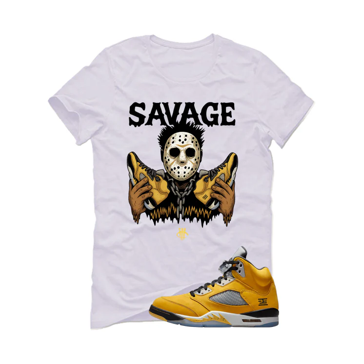 Air Jordan 5 Tokyo Matching T-Shirt, Sweatshirts & Hoodies White T-Shirt (Savage)| illcurrency - Image 2