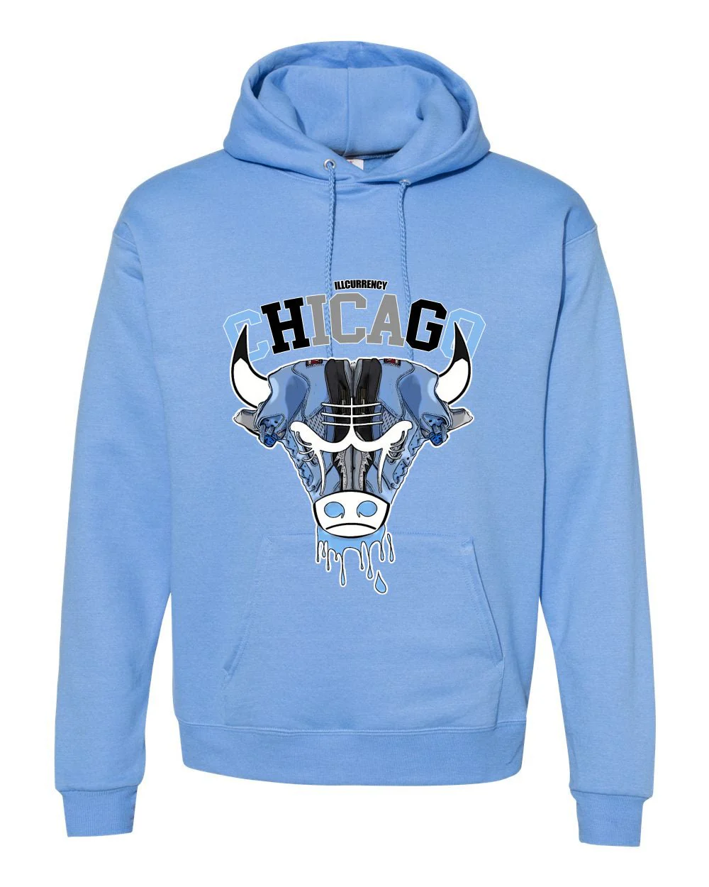 Air Jordan 5 “UNC” Carolina Blue T-Shirt (Bulls head chicago) - Image 3