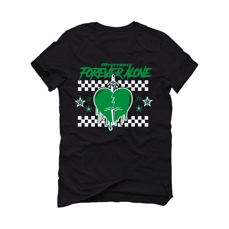 Air Jordan 5 WMNS “Lucky Green” | illcurrency Black T-Shirt (Forever Alone) - Image 2