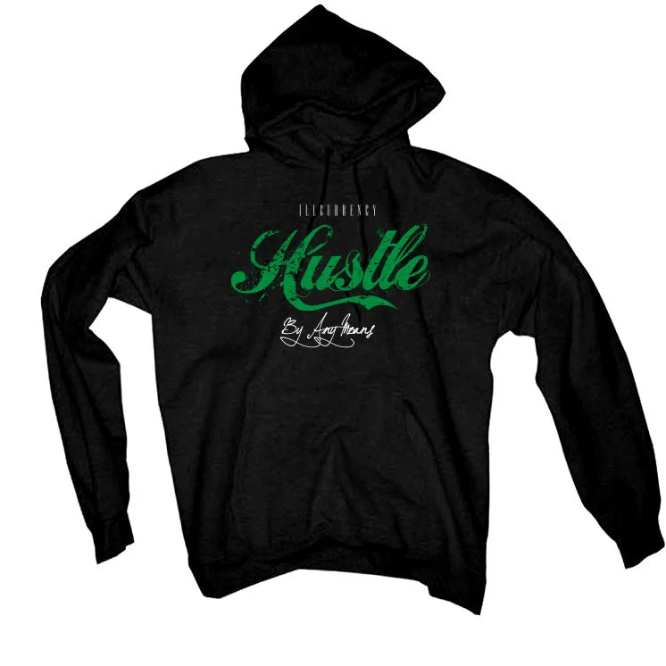 Air Jordan 5 WMNS “Lucky Green” | illcurrency Black T-Shirt (Hustle By Any Means) - Image 3