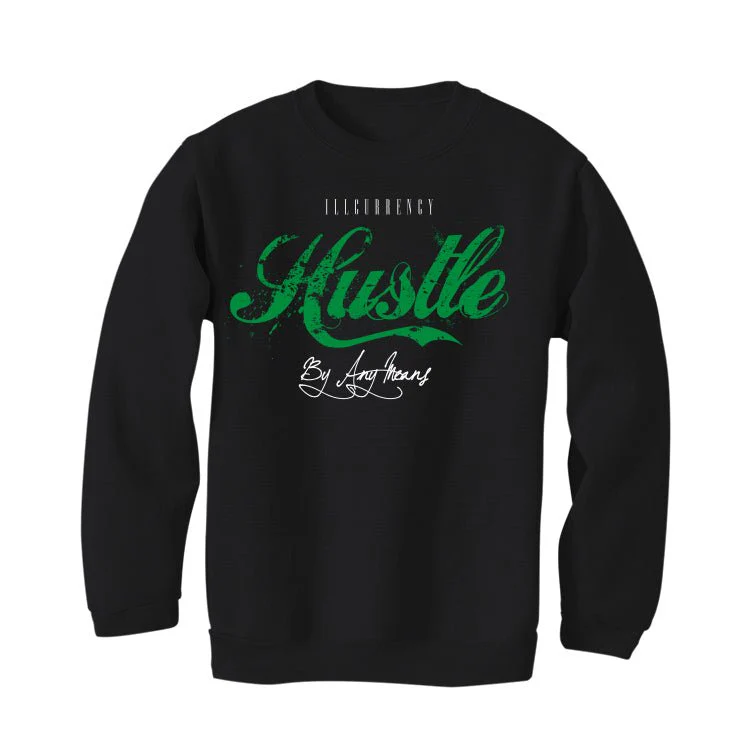Air Jordan 5 WMNS “Lucky Green” | illcurrency Black T-Shirt (Hustle By Any Means) - Image 4