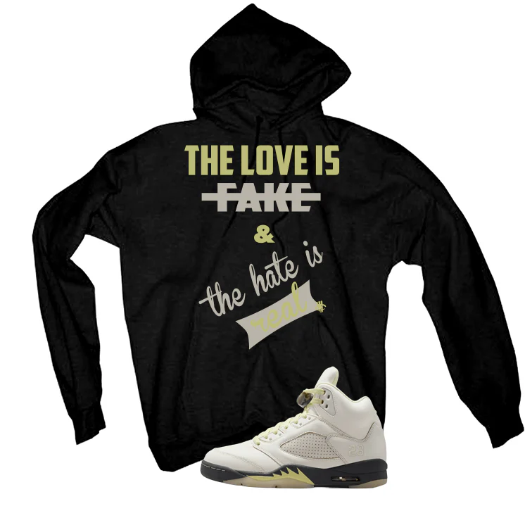 Air Jordan 5 WMNS Luminous Green Black T-Shirt (Love Is Fake)| illcurrency - Image 3
