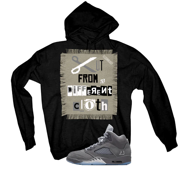 Air Jordan 5 Wolf Grey Matching T-Shirt, Sweatshirts & Hoodies Black T-Shirt (Cut from a different cloth)| illcurrency - Image 3