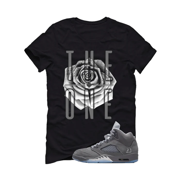 Air Jordan 5 Wolf Grey Matching T-Shirt, Sweatshirts & Hoodies Black T-Shirt (The One)| illcurrency - Image 2