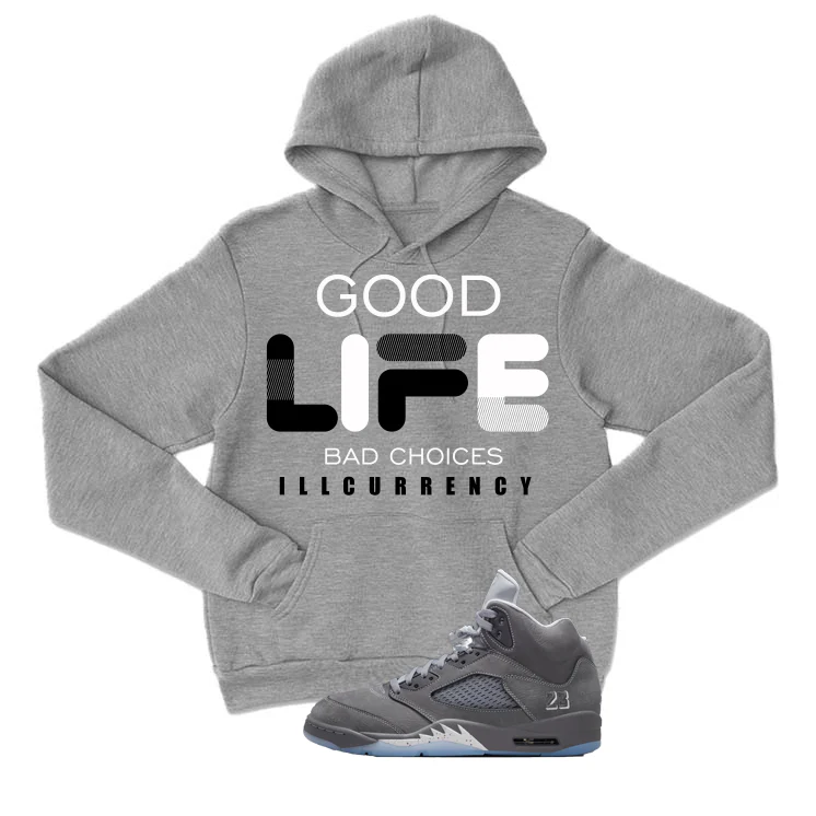 Air Jordan 5 Wolf Grey Matching T-Shirt, Sweatshirts & Hoodies Grey T-Shirt (Bad Choices)| illcurrency - Image 3