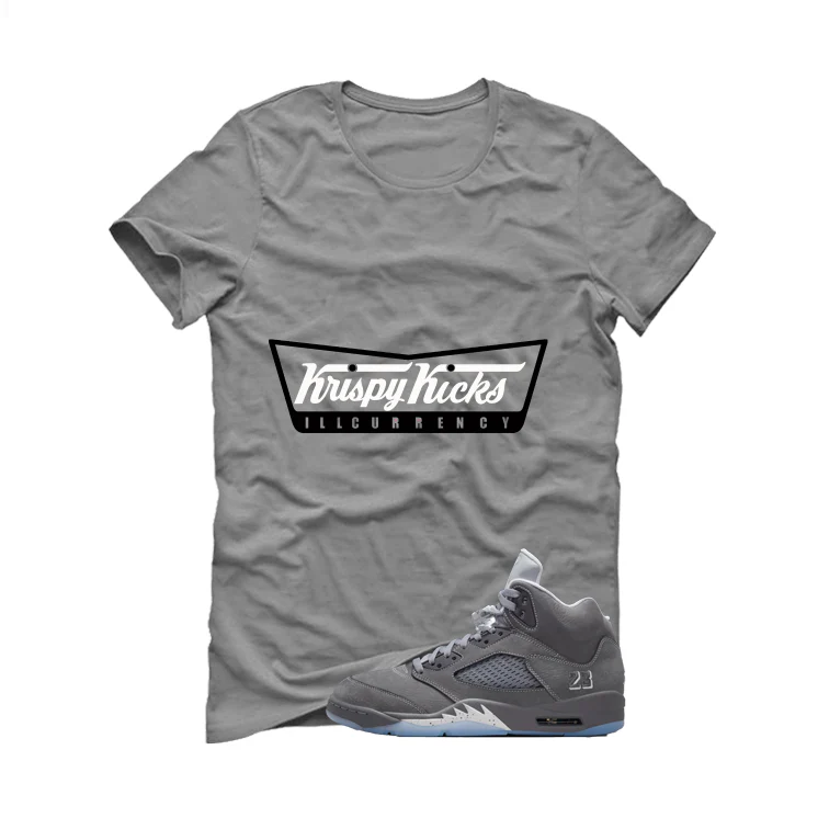 Air Jordan 5 Wolf Grey Matching T-Shirt, Sweatshirts & Hoodies Grey T-Shirt (Krispy Kicks)| illcurrency - Image 2