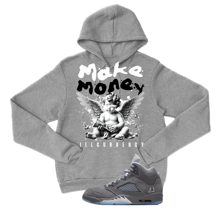 Air Jordan 5 Wolf Grey Matching T-Shirt, Sweatshirts & Hoodies Grey T-Shirt (Make Money)| illcurrency - Image 3