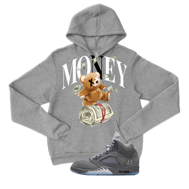 Air Jordan 5 Wolf Grey Matching T-Shirt, Sweatshirts & Hoodies Grey T-Shirt (Money Bear)| illcurrency - Image 3