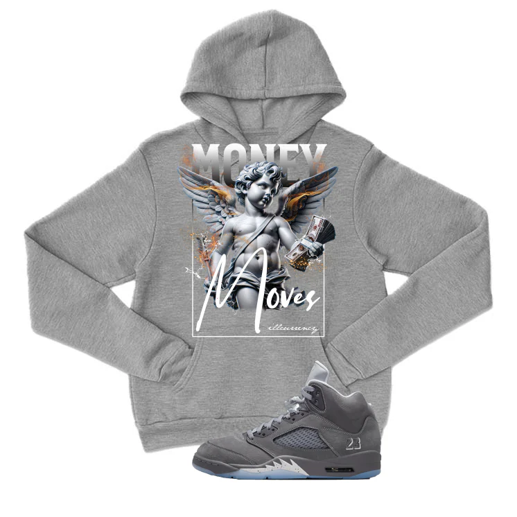 Air Jordan 5 Wolf Grey Matching T-Shirt, Sweatshirts & Hoodies Grey T-Shirt (Money Moves)| illcurrency - Image 3