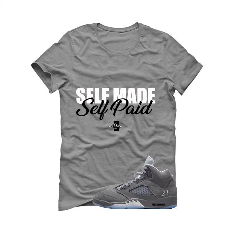 Air Jordan 5 Wolf Grey Matching T-Shirt, Sweatshirts & Hoodies Grey T-Shirt (Self Made Self Paid)| illcurrency - Image 2