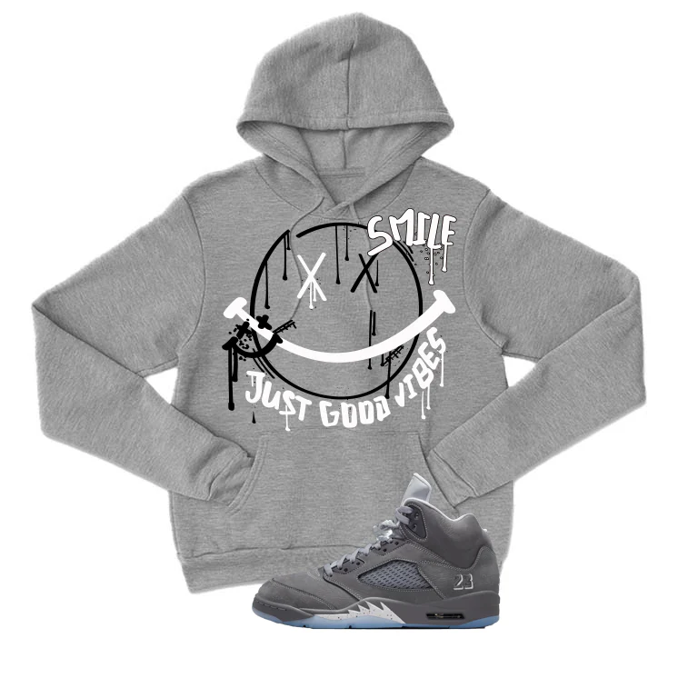 Air Jordan 5 Wolf Grey Matching T-Shirt, Sweatshirts & Hoodies Grey T-Shirt (Smile)| illcurrency - Image 3