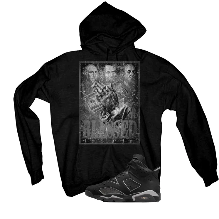 Air Jordan 6 Cap and Gown Matching T-Shirt, Sweatshirts & Hoodies Black T-Shirt (Blessed)| illcurrency - Image 3