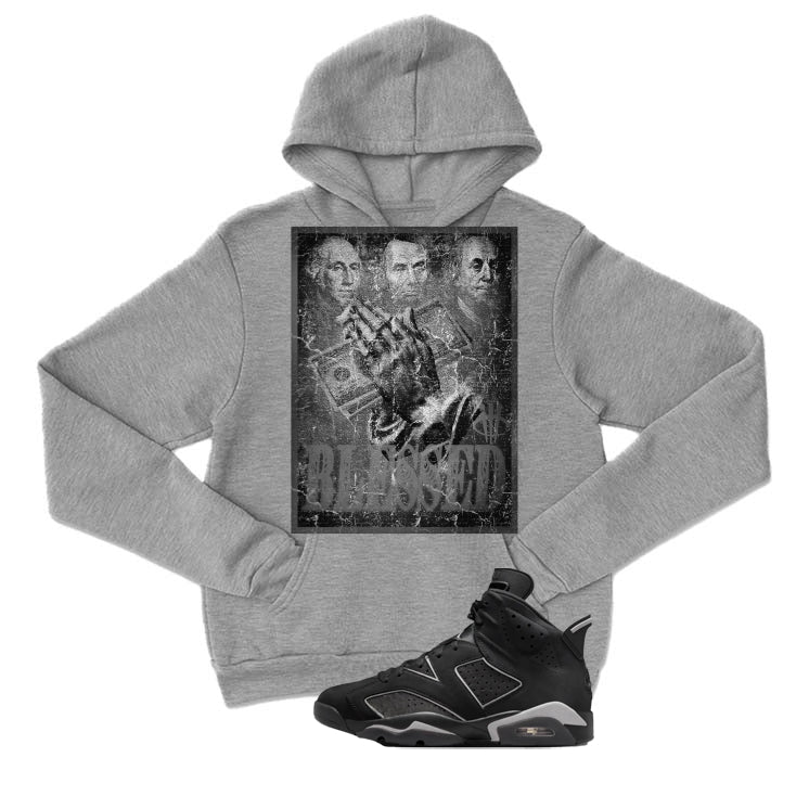 Air Jordan 6 Cap and Gown Matching T-Shirt, Sweatshirts & Hoodies Grey T-Shirt (Blessed)| illcurrency - Image 3