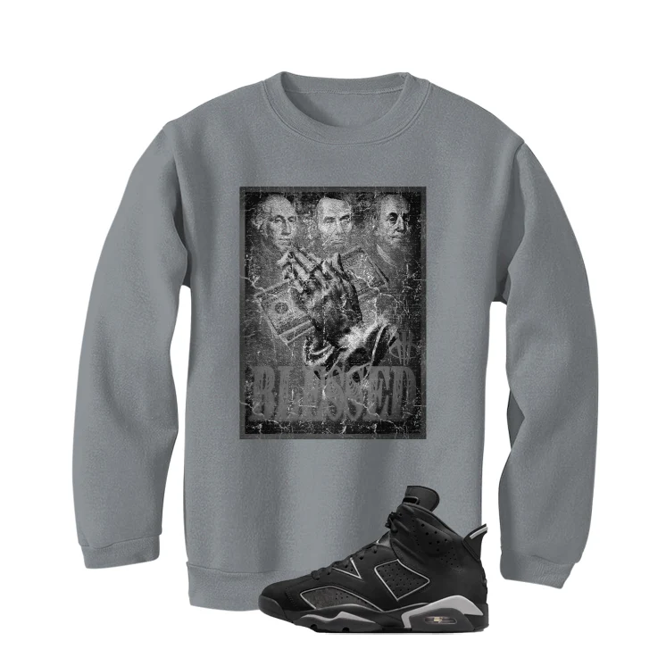 Air Jordan 6 Cap and Gown Matching T-Shirt, Sweatshirts & Hoodies Grey T-Shirt (Blessed)| illcurrency - Image 4