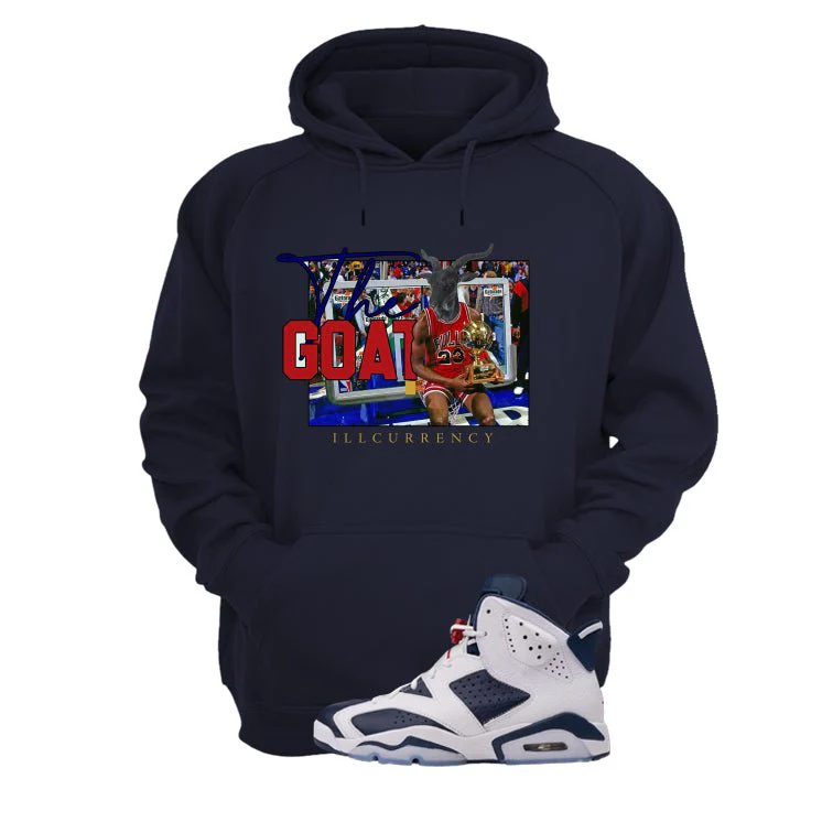 Air Jordan 6 Olympic Navy Blue T-Shirt (GOAT 23)| illcurrency - Image 3