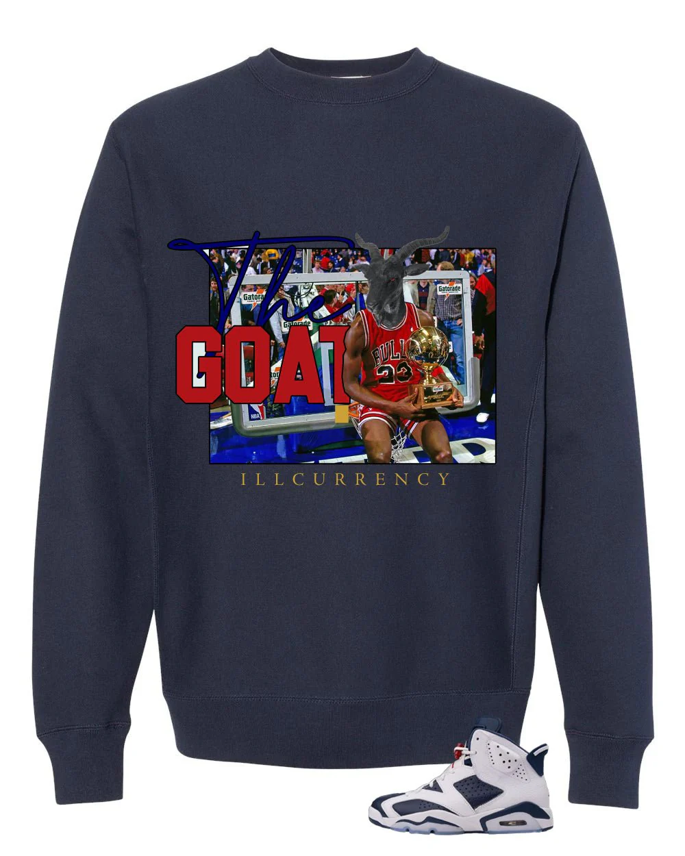Air Jordan 6 Olympic Navy Blue T-Shirt (GOAT 23)| illcurrency - Image 4