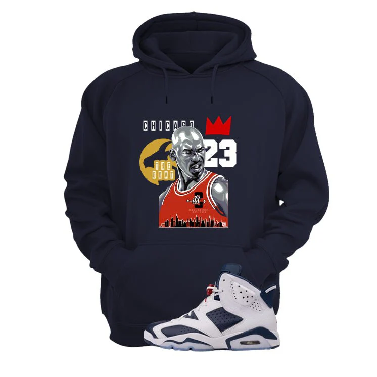 Air Jordan 6 Olympic Navy Blue T-Shirt (GOAT)| illcurrency - Image 3