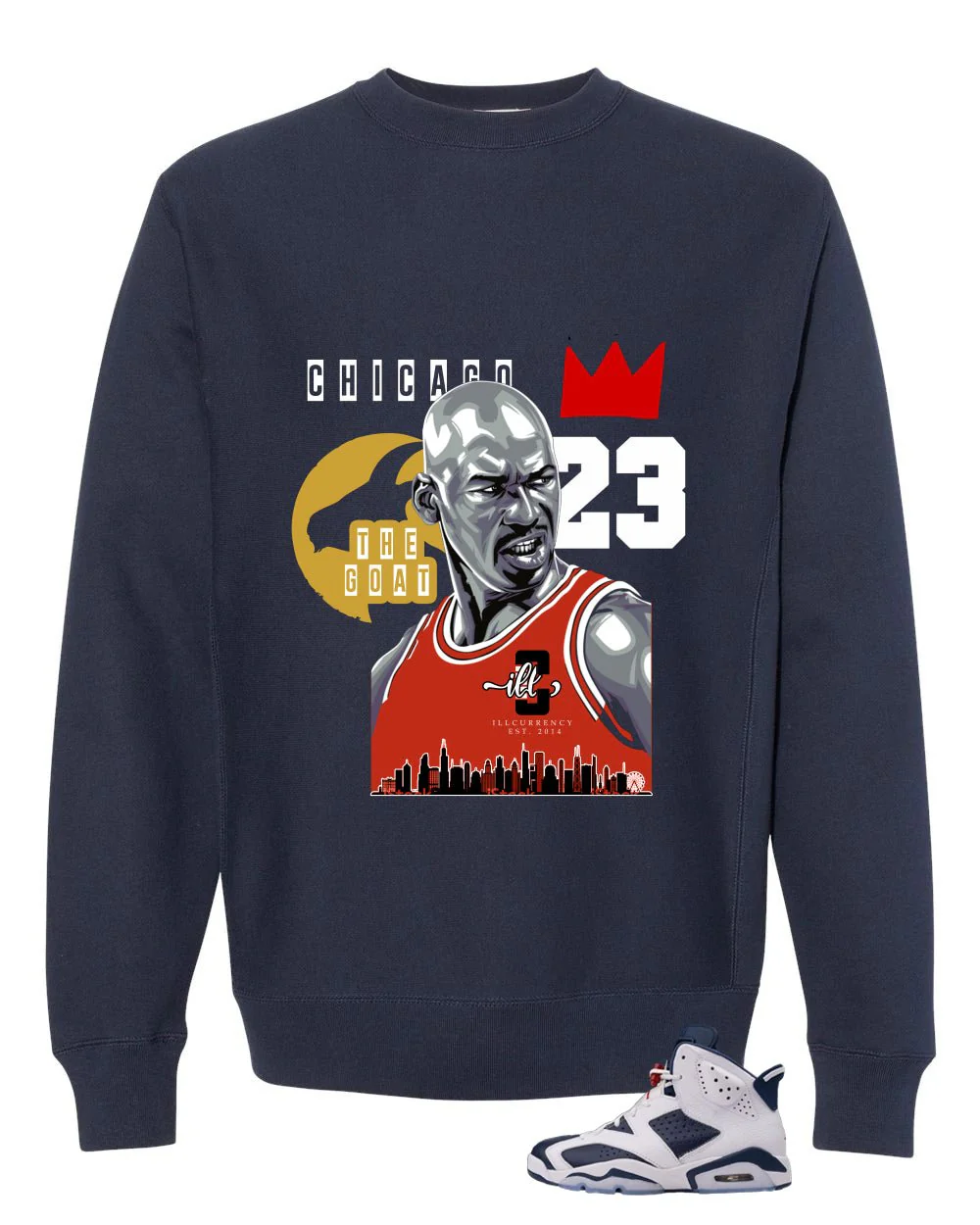Air Jordan 6 Olympic Navy Blue T-Shirt (GOAT)| illcurrency - Image 4