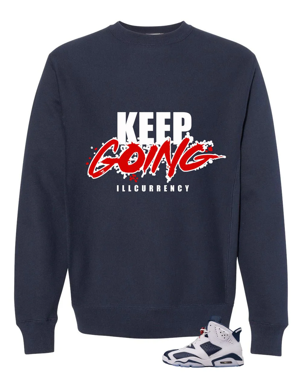 Air Jordan 6 Olympic Navy Blue T-Shirt (keep Going)| illcurrency - Image 4