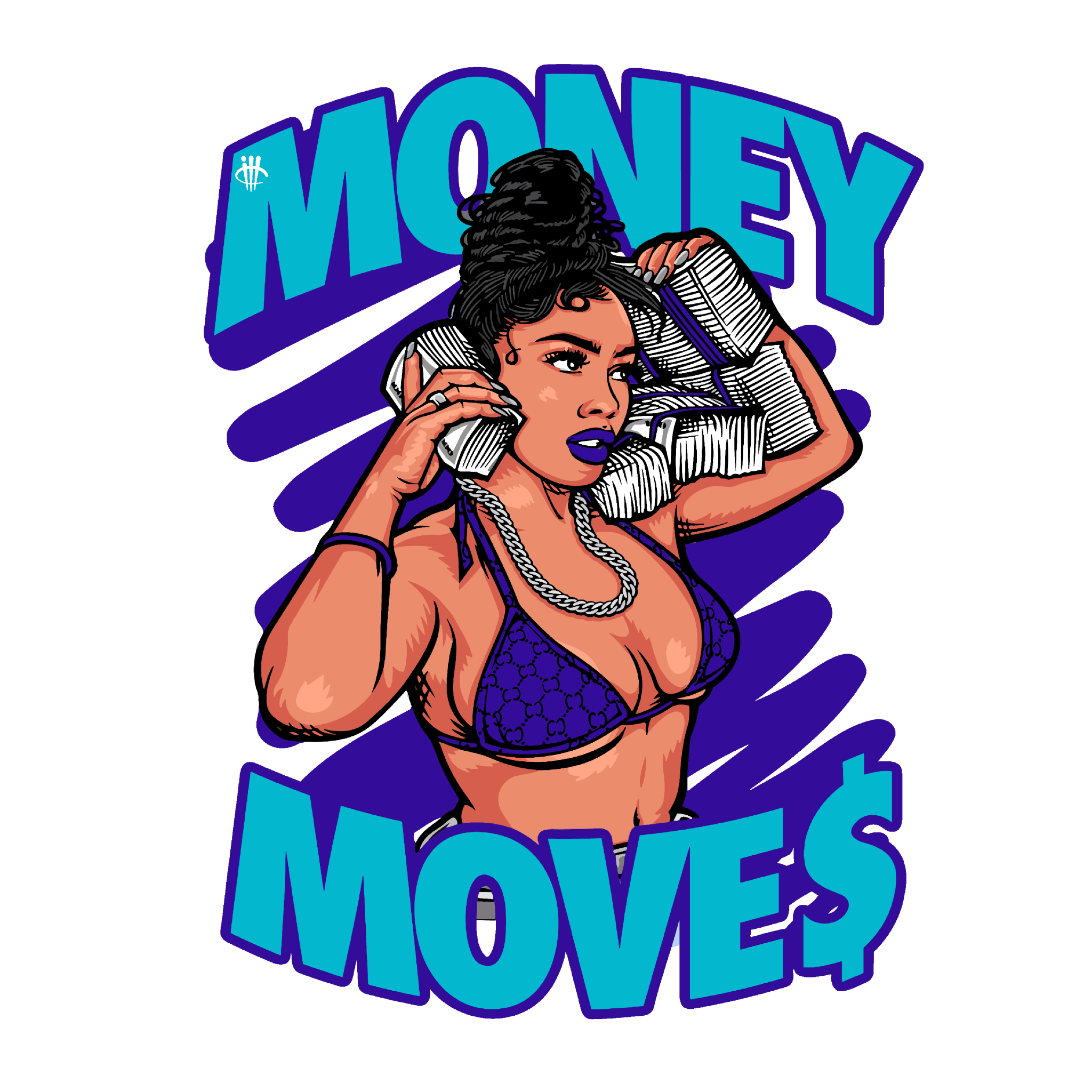 Air Jordan 6 Retro Aqua Black T-Shirt (Money Moves)